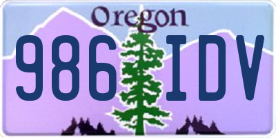 OR license plate 986IDV
