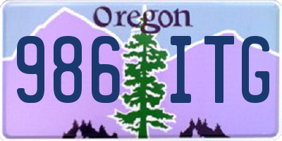 OR license plate 986ITG