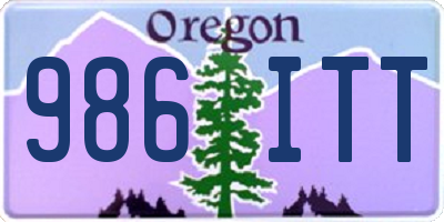 OR license plate 986ITT