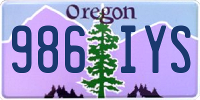 OR license plate 986IYS