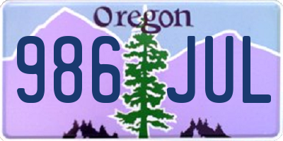 OR license plate 986JUL