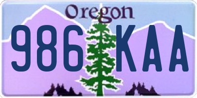 OR license plate 986KAA