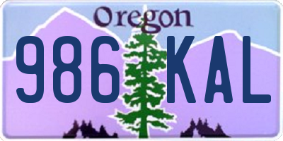 OR license plate 986KAL