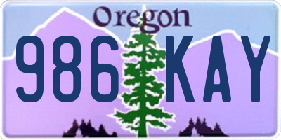 OR license plate 986KAY