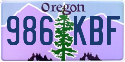 OR license plate 986KBF