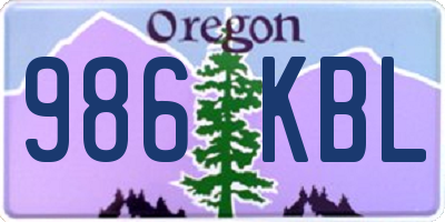 OR license plate 986KBL