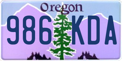OR license plate 986KDA