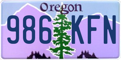 OR license plate 986KFN