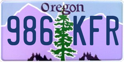 OR license plate 986KFR