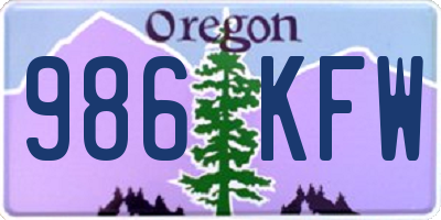 OR license plate 986KFW