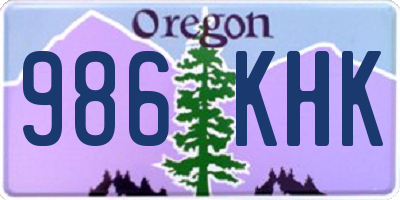 OR license plate 986KHK