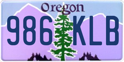 OR license plate 986KLB