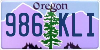 OR license plate 986KLI