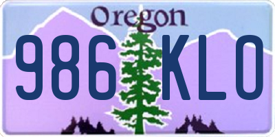 OR license plate 986KLO