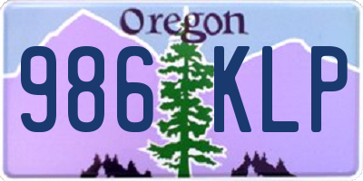 OR license plate 986KLP