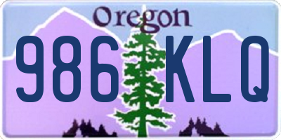 OR license plate 986KLQ