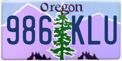 OR license plate 986KLU