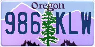 OR license plate 986KLW