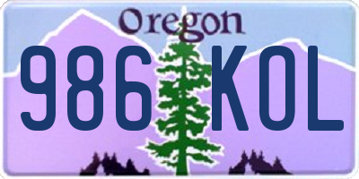 OR license plate 986KOL