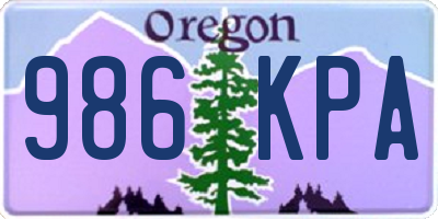 OR license plate 986KPA