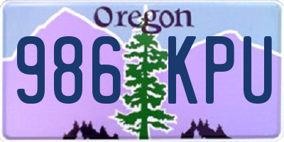 OR license plate 986KPU