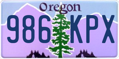 OR license plate 986KPX
