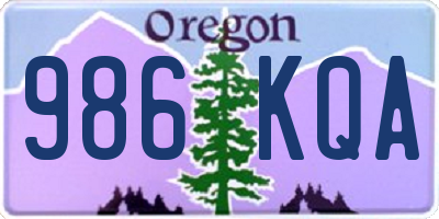 OR license plate 986KQA