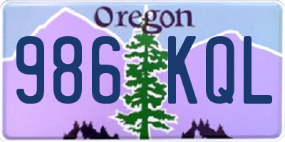 OR license plate 986KQL