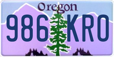 OR license plate 986KRO