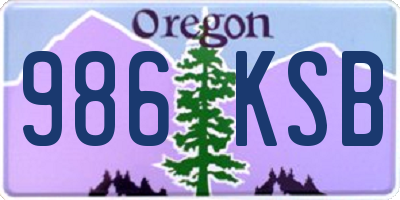 OR license plate 986KSB