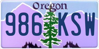 OR license plate 986KSW