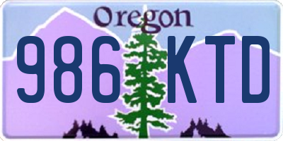 OR license plate 986KTD
