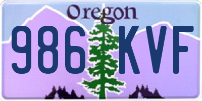 OR license plate 986KVF