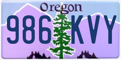 OR license plate 986KVY