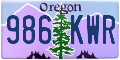 OR license plate 986KWR