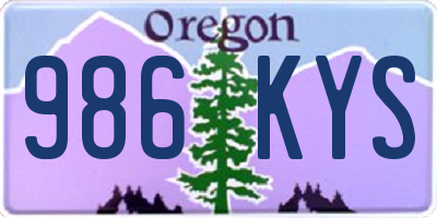 OR license plate 986KYS
