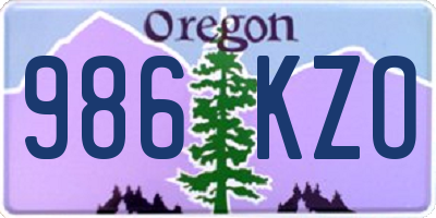 OR license plate 986KZO
