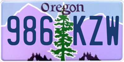 OR license plate 986KZW