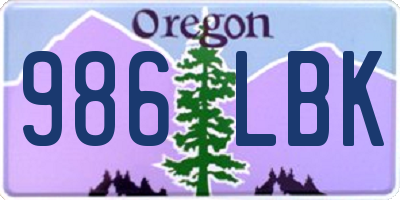 OR license plate 986LBK