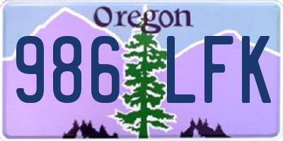 OR license plate 986LFK