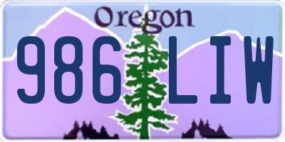 OR license plate 986LIW