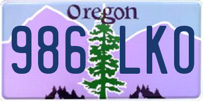 OR license plate 986LKO