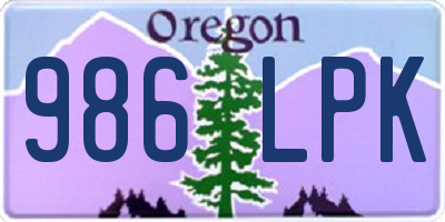 OR license plate 986LPK