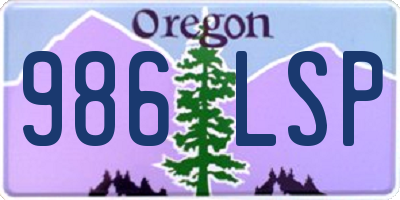 OR license plate 986LSP