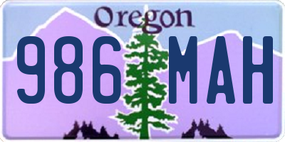 OR license plate 986MAH