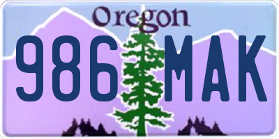 OR license plate 986MAK