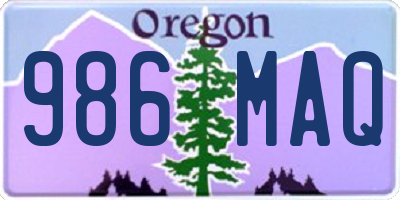 OR license plate 986MAQ