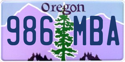 OR license plate 986MBA