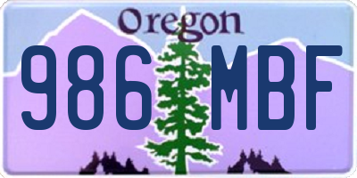 OR license plate 986MBF