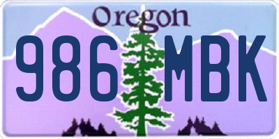 OR license plate 986MBK